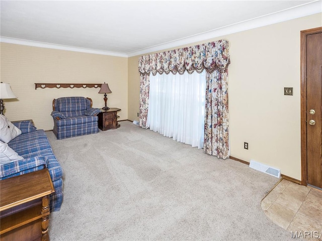 9 Richard St, Waterloo, IL 62298 - living room featuring crown molding and carpet flooring