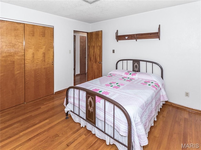 9 Richard St, Waterloo, IL 62298 - bedroom with light wood finished floors, a closet, and a textured ceiling