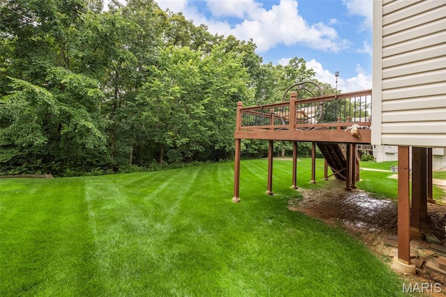 24 Milton Brennan Manor Ct, Wentzville, MO 63385 - view of green lawn with a deck and stairs