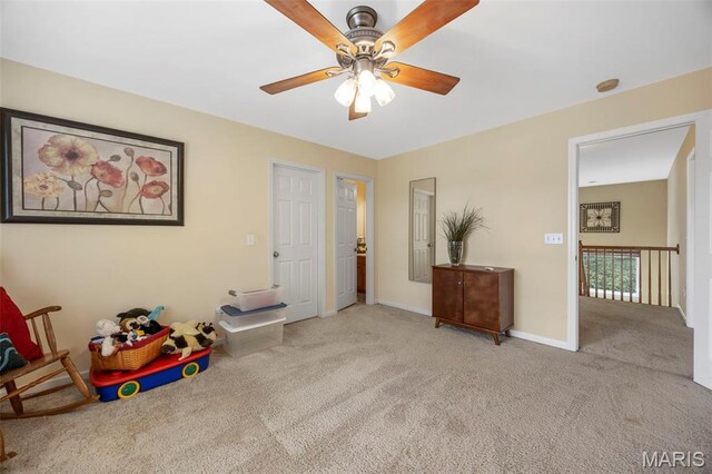 24 Milton Brennan Manor Ct, Wentzville, MO 63385 - rec room with carpet flooring and ceiling fan