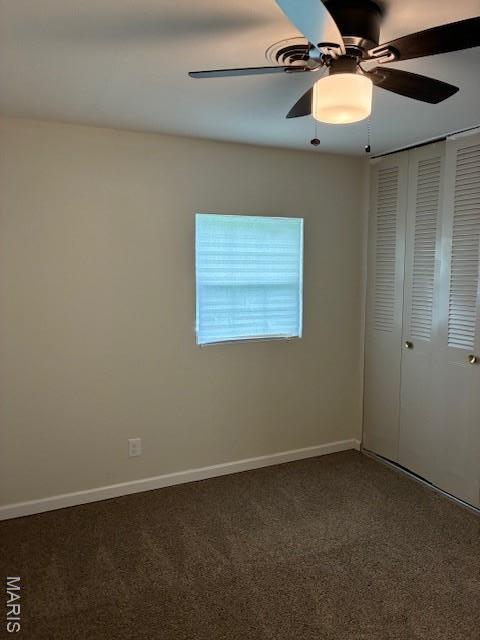 515 N 37th St, Belleville, IL 62226 - unfurnished bedroom featuring carpet floors, a closet, and a ceiling fan