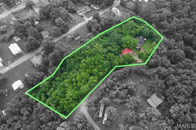 623 Boyne St, De Soto, MO 63020 - aerial view of property's location with property boundaries highlighted