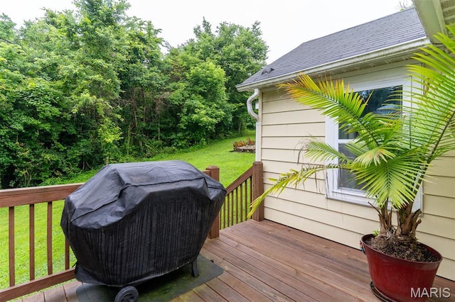 623 Boyne St, De Soto, MO 63020 - wooden terrace featuring a yard and grilling area