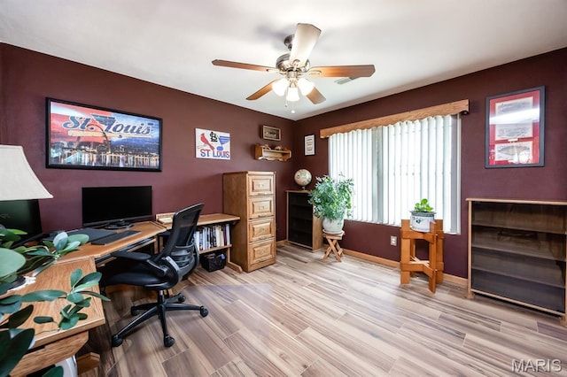 595 Chancellor Dr, Edwardsville, IL 62025 - office space featuring a ceiling fan and light wood finished floors