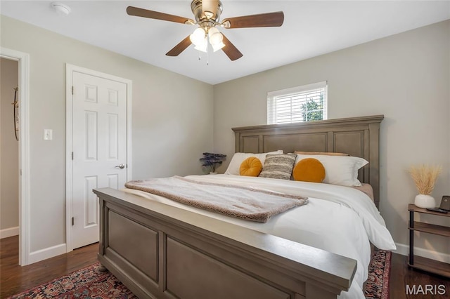 4004 W Dr, Saint Peters, MO 63376 - bedroom featuring dark wood-style floors and ceiling fan
