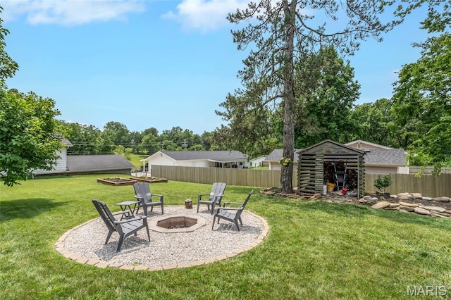 4004 W Dr, Saint Peters, MO 63376 - view of yard with a fire pit and a shed