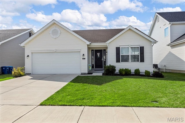 155 Pampano Ln, Saint Charles, MO 63301 - ranch-style house with an attached garage, a front yard, and driveway