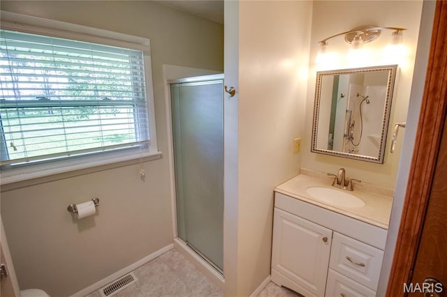 6155 Raymond Rd, Bunker Hill, IL 62014 - full bath with vanity, a stall shower, and tile patterned floors