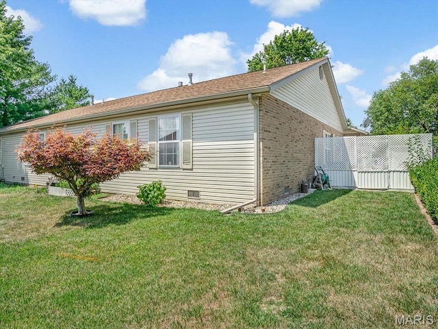 344 Westline Ct, Shiloh, IL 62221 - view of side of property featuring a yard, brick siding, and crawl space