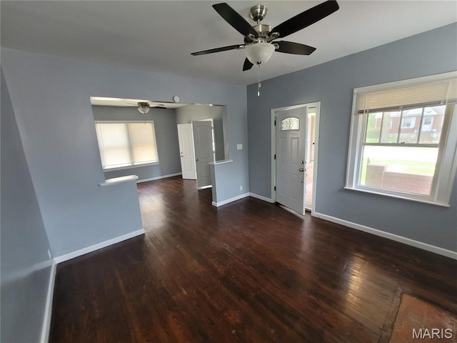 2965 Kincaid Ave, St John, MO 63114 - entrance foyer featuring ceiling fan and wood finished floors