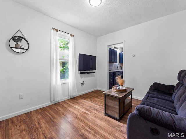 414 Plum St, Edwardsville, IL 62025 - living area featuring light wood-type flooring and a textured ceiling