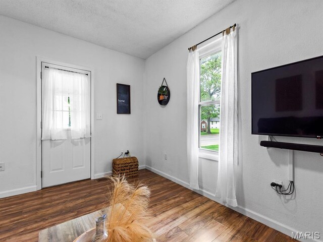 414 Plum St, Edwardsville, IL 62025 - foyer entrance featuring wood finished floors and a textured ceiling