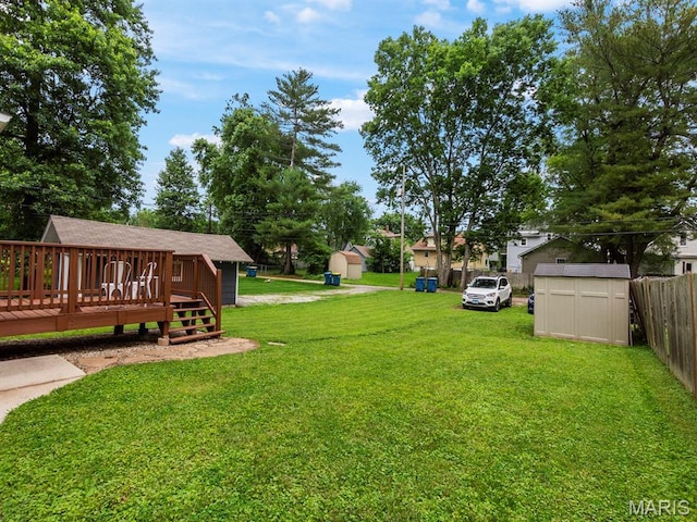 414 Plum St, Edwardsville, IL 62025 - view of yard with a shed and a wooden deck