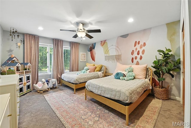3 Morganfield Ct, Chesterfield, MO 63005 - bedroom with carpet, recessed lighting, and a ceiling fan