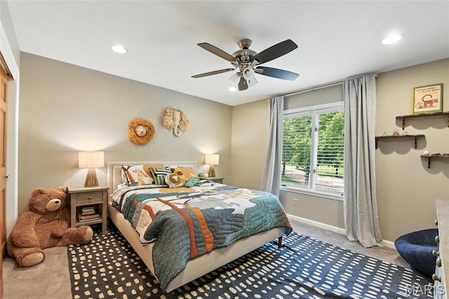 3 Morganfield Ct, Chesterfield, MO 63005 - bedroom with carpet flooring, recessed lighting, and ceiling fan