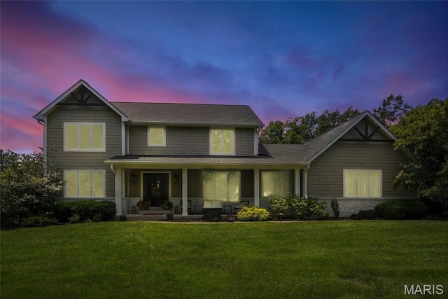 3 Morganfield Ct, Chesterfield, MO 63005 - view of front of home with a lawn, a porch, and roof with shingles