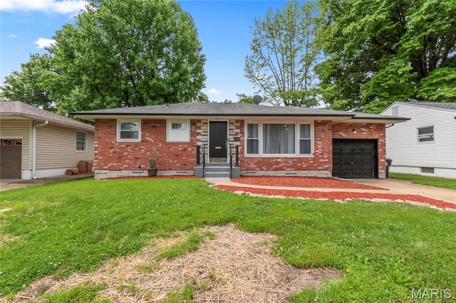 1140 Lindsay Ln, Florissant, MO 63031 - view of front of home featuring a garage, brick siding, and a front lawn