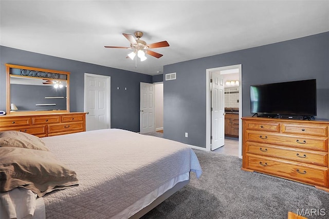 6232 Clover Lake Dr, Cedar Hill, MO 63016 - bedroom with carpet flooring, ceiling fan, and ensuite bath
