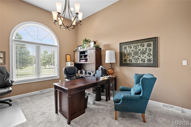 108 Jennings Ln, Sikeston, MO 63801 - office area featuring a chandelier and carpet floors