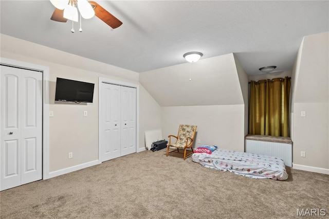 108 Jennings Ln, Sikeston, MO 63801 - recreation room with carpet flooring, vaulted ceiling, and a ceiling fan