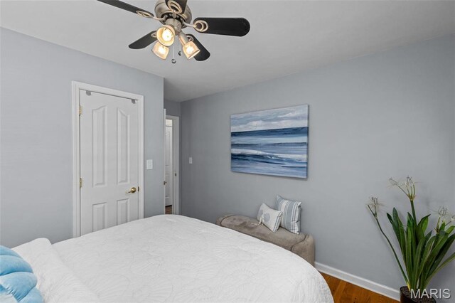 111 Freedom Dr, Belleville, IL 62226 - bedroom with wood finished floors and ceiling fan