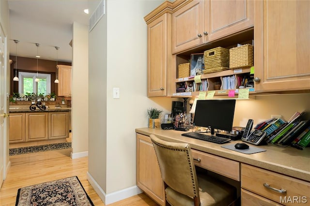 1001 Laurel Bend Ct S, Kirkwood, MO 63122 - office space featuring light wood-style floors and built in study area