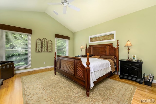 1001 Laurel Bend Ct S, Kirkwood, MO 63122 - bedroom featuring vaulted ceiling, wood finished floors, and ceiling fan