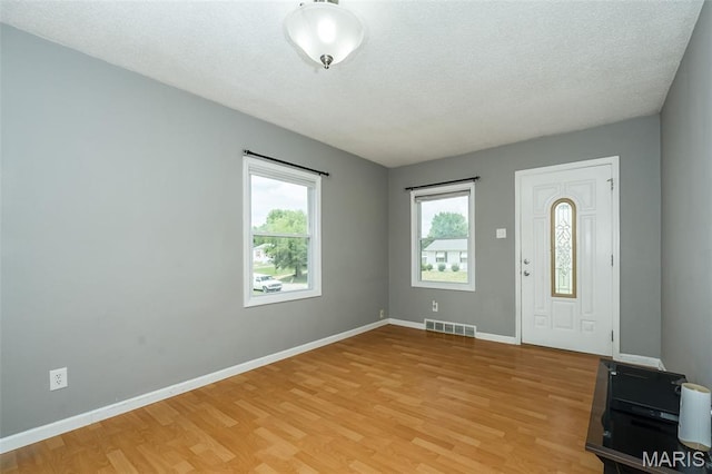 4322 Heidelberg Ave, Saint Louis, MO 63123 - entryway featuring healthy amount of natural light, light wood-style flooring, and a textured ceiling