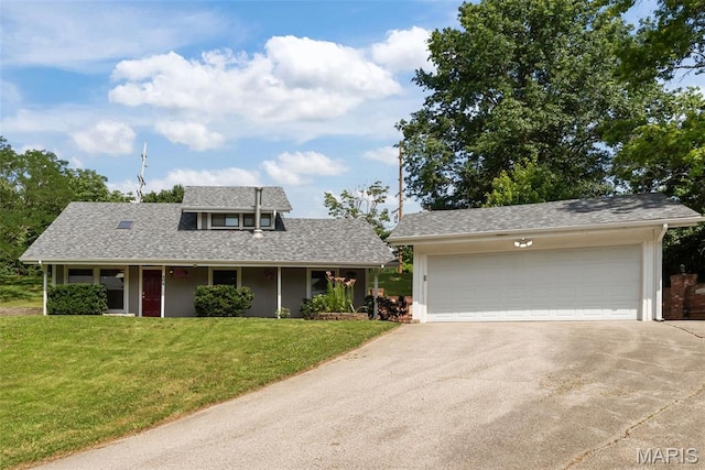 404 Applestone Dr, Ballwin, MO 63021 - view of front facade featuring a front lawn, driveway, a garage, and roof with shingles