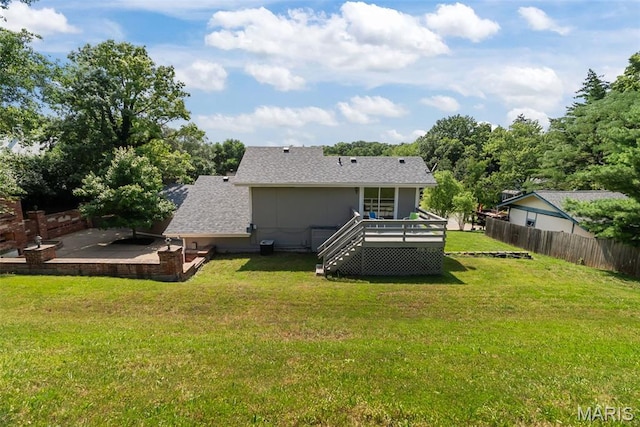 404 Applestone Dr, Ballwin, MO 63021 - rear view of property with a wooden deck and a shingled roof