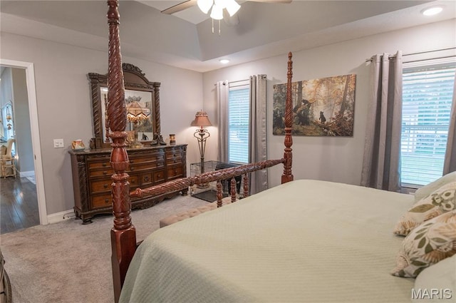 12200 Country Oaks Dr, Rolla, MO 65401 - carpeted bedroom featuring a ceiling fan and recessed lighting