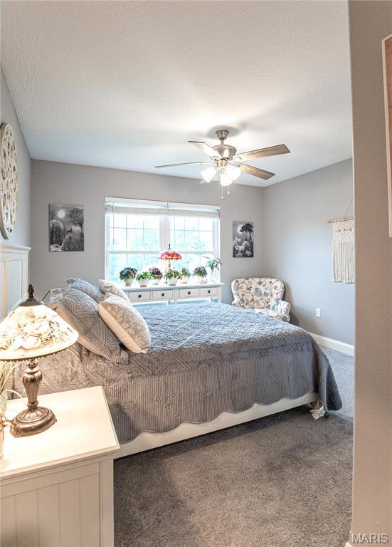 12200 Country Oaks Dr, Rolla, MO 65401 - bedroom with carpet floors and a ceiling fan