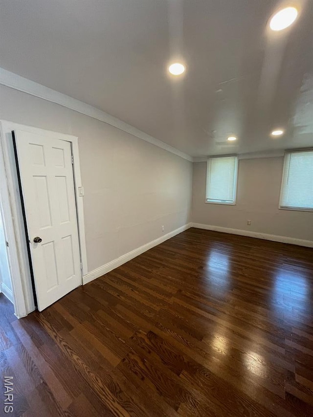 5350 Claxton Ave, Saint Louis, MO 63120 - unfurnished room with wood finished floors, ornamental molding, and recessed lighting