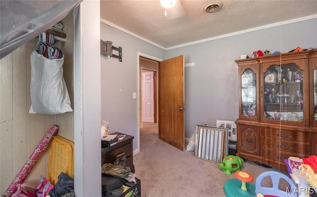 21535 State Route K, Beulah, MO 65436 - playroom featuring carpet, a textured ceiling, and crown molding