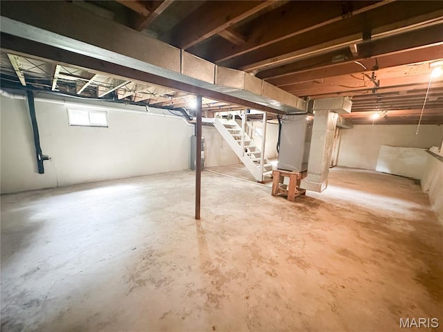 66 County Road 6680, Salem, MO 65560 - basement with water heater, stairway, and heating unit