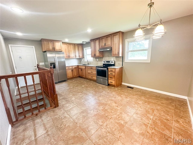 6484 County Road 3180, Salem, MO 65560 - kitchen featuring stainless steel appliances, under cabinet range hood, plenty of natural light, light countertops, and recessed lighting