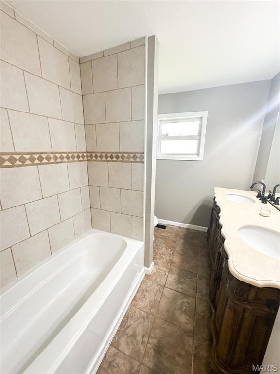 6484 County Road 3180, Salem, MO 65560 - bathroom with double vanity, tile patterned flooring, and  shower combination