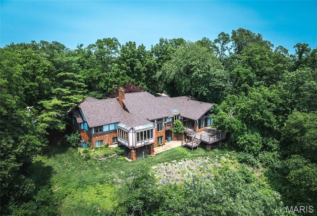 3401 Riverview Ct, Godfrey, IL 62035 - aerial view of property and surrounding area featuring a forest