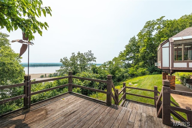 3401 Riverview Ct, Godfrey, IL 62035 - wooden deck with a water view