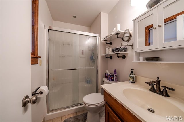 1003 Marilyn Ct, Washington, MO 63090 - bathroom featuring a stall shower, vanity, and tile patterned floors