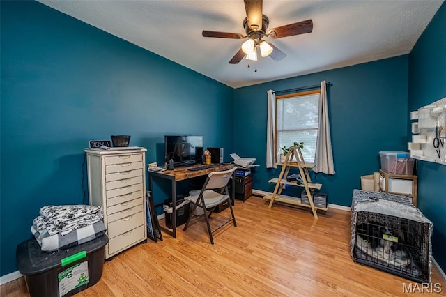 1003 Marilyn Ct, Washington, MO 63090 - office area featuring a ceiling fan and wood finished floors