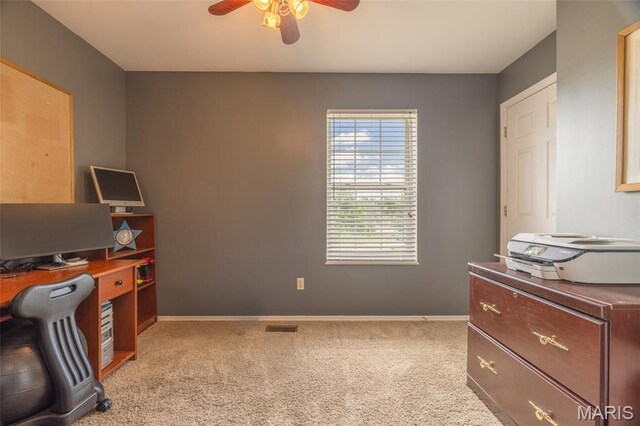 4 Green Circle Ct, Saint Peters, MO 63376 - home office featuring a ceiling fan and light colored carpet