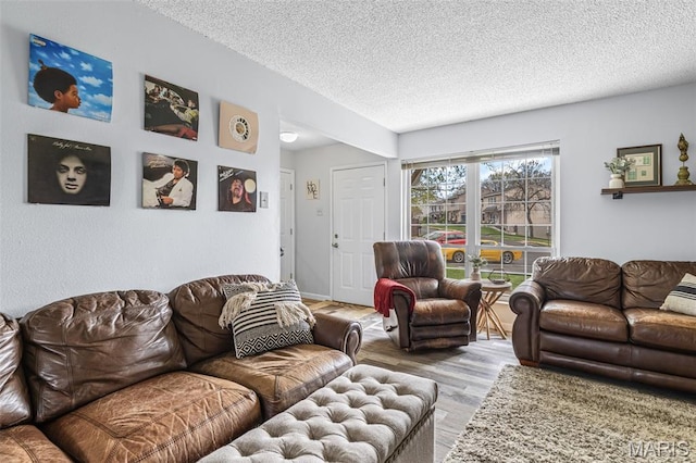 2318 Hidden Meadow Ln, Ballwin, MO 63021 - living room with wood finished floors and a textured ceiling