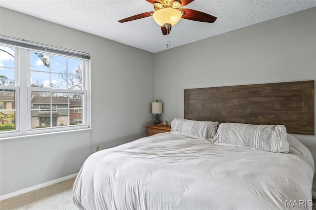 2318 Hidden Meadow Ln, Ballwin, MO 63021 - bedroom featuring carpet, a textured ceiling, and a ceiling fan