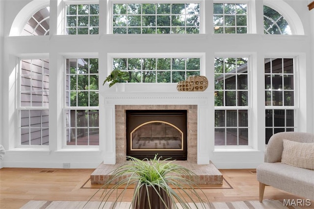 408 Bluff Meadow Dr, Ellisville, MO 63021 - living room with a high ceiling and a glass covered fireplace