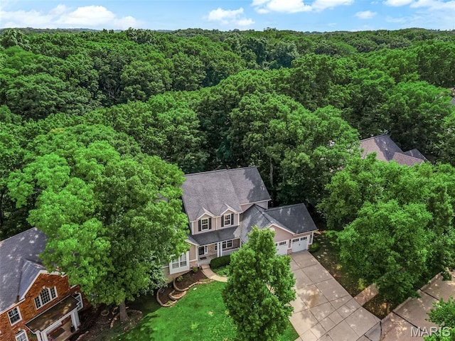 408 Bluff Meadow Dr, Ellisville, MO 63021 - aerial view of property and surrounding area featuring a forest