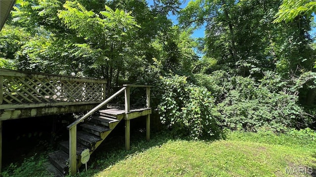 812 S Mine Ln, Motte, Fredericktown, MO 63645 - view of yard featuring a wooden deck and stairs