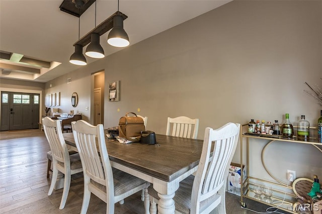 3841 Ember Ct, Edwardsville, IL 62025 - dining area with light wood finished floors and coffered ceiling