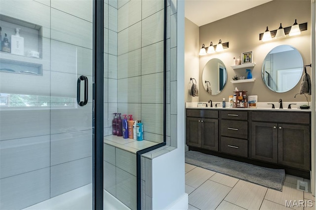 3841 Ember Ct, Edwardsville, IL 62025 - full bath with double vanity and a stall shower