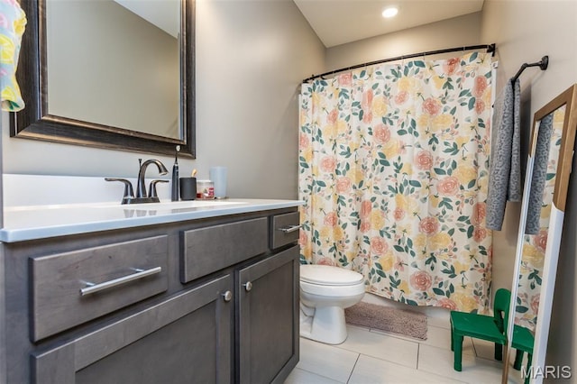 3841 Ember Ct, Edwardsville, IL 62025 - full bath with vanity, tile patterned floors, and a shower with curtain